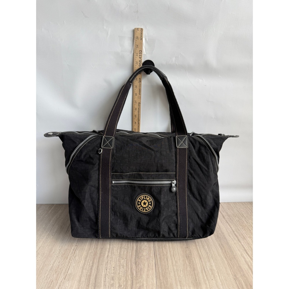 Kipling Art Travel Tote Bag Medium Black Crinkle Nylon Weekender TM2060 Utility